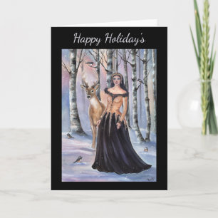 Lady Chickadee Fantasy Art von Renee Lavoie Karte