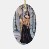 Lady Chickadee Fantasy Art von Renee Lavoie Keramik Ornament (Rechts)