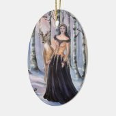 Lady Chickadee Fantasy Art von Renee Lavoie Keramik Ornament (Links)