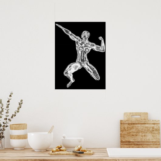Lady Chrome Bodybuilder Pose Poster (Küche)