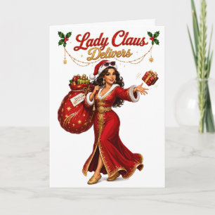 Lady Claus liefert Weihnachtsgeschenke aus Karte