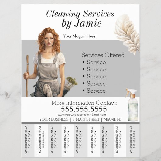 Lady Cleaning Service Business Tee Off Flyer (Vorne)