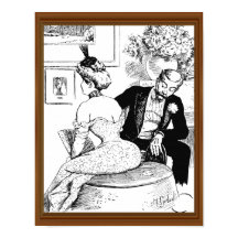 Lady Corset Man Leering aus der Mitte des Jahrhund