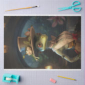 Lady Cricket in grüner Decoupage gekleidet Seidenpapier (Basteln)