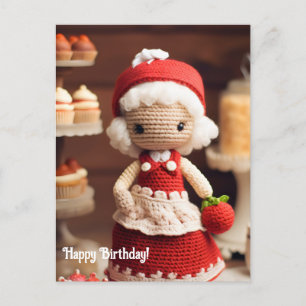 Lady Crochet und Kuchen Geburtstag Postkarte