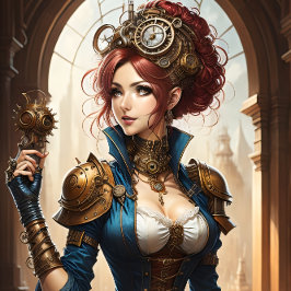 Lady Cyborg mechanics steampunk v1 Seidenpapier