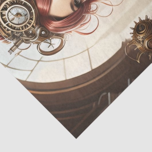 Lady Cyborg mechanics steampunk v1 Seidenpapier (Detail)