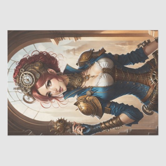 Lady Cyborg mechanics steampunk v1 Seidenpapier (Vorderseite)