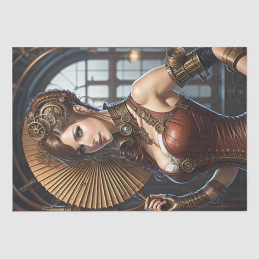 Lady Cyborg mechanics steampunk v2 Seidenpapier (Vorderseite)
