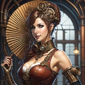 Lady Cyborg mechanics steampunk v2 Seidenpapier