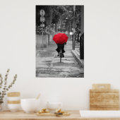 Lady Cyclist mit einem Roten Regenschirm, Florenz, Poster (Küche)