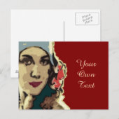 Lady der 1920er Jahre in einem Blue Hat Pop Art Postkarte (Vorne/Hinten)