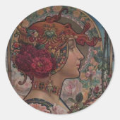 Lady der Rose Runder Aufkleber (Vorderseite)