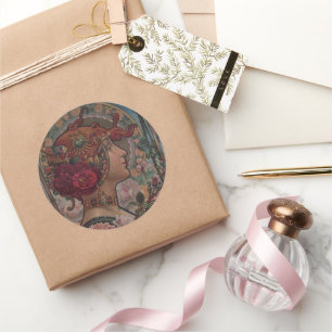 Lady der Rose Runder Aufkleber