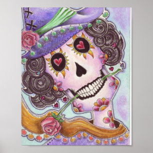 Lady des Rose Day of the Dead Art Poster