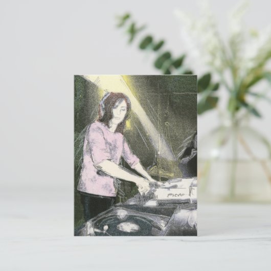 Lady DJ Postkarte (Stehend Vorderseite)