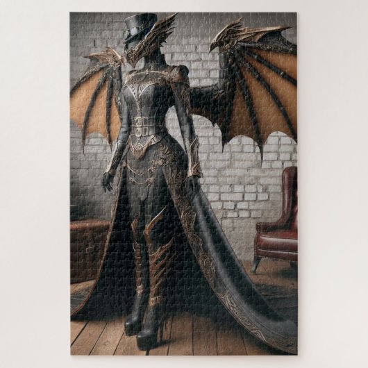 Lady Dragon Rider Steampunk Viktorianisch Industri Puzzle (Vertikal)