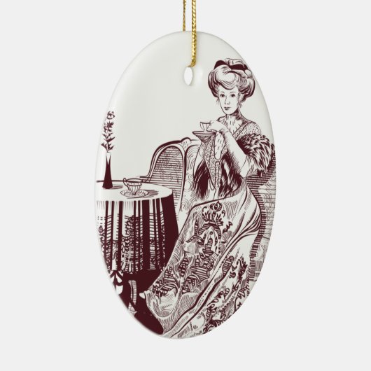 Lady Drink Keramikornament (Rechts)