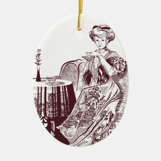 Lady Drink Keramikornament (Vorne)