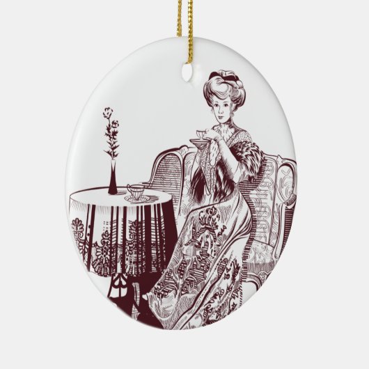 Lady Drink Keramikornament (Rechts)