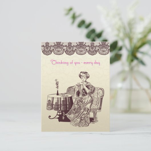 Lady Drink Postkarte (Stehend Vorderseite)