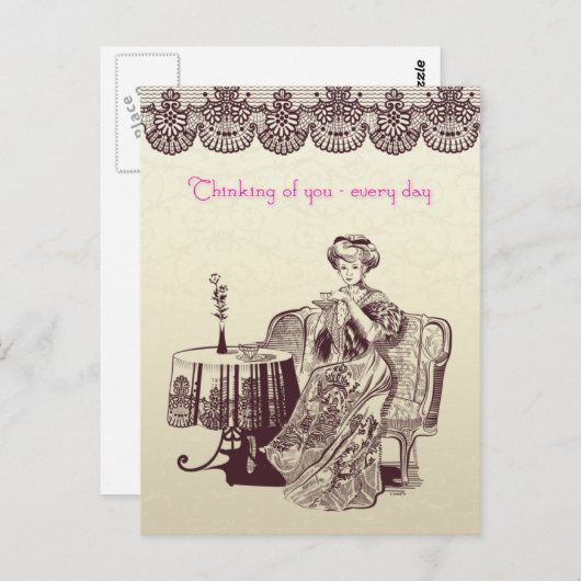 Lady Drink Postkarte (Vorne/Hinten)