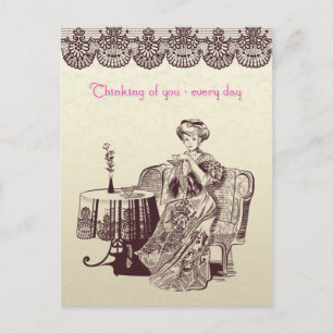 Lady Drink Postkarte