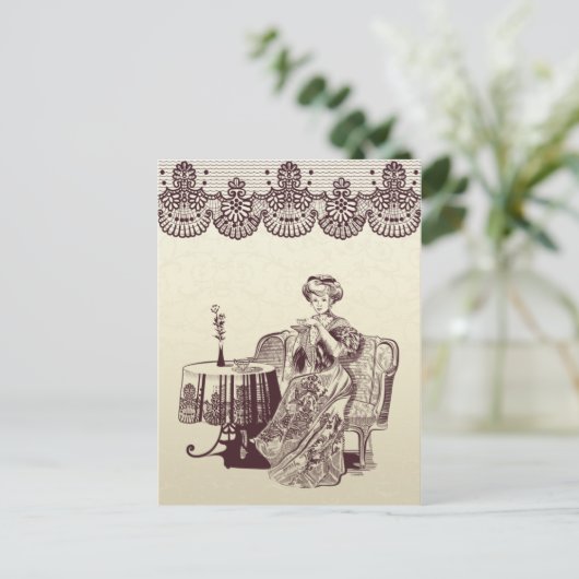 Lady Drink Postkarte (Stehend Vorderseite)