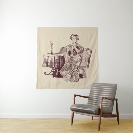 Lady Drink Wandteppich (Beispiel (Horizontal))