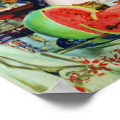 Lady Drinking Tee mit Katze Poster (Ecke)