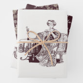 Lady Drinks Tee Wrapping Papier Flachblatt Set von (Beispiel)