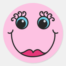 Lady Emoji Face Light Pink Runder Aufkleber
