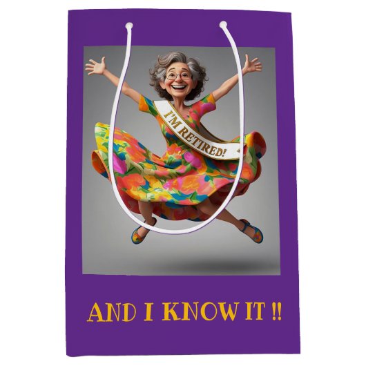 " LADY ENDLICH RETIRED " MITTLERE GESCHENKTÜTE (Vorderseite)