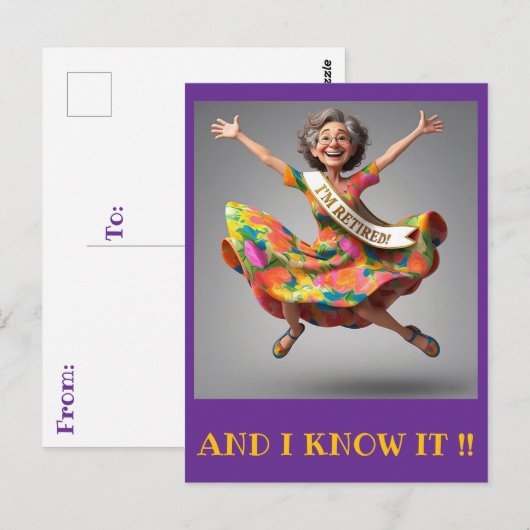 " LADY ENDLICH RETIRED " POSTKARTE (Vorne/Hinten)