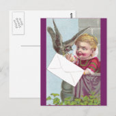 Lady erhält Post via Taube Postkarte (Vorne/Hinten)