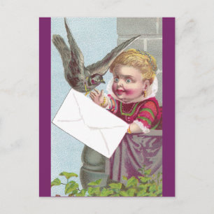 Lady erhält Post via Taube Postkarte