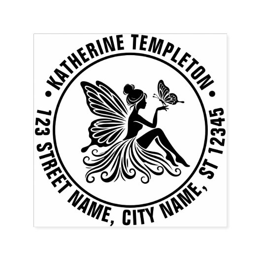Lady Fairy Holding Butterfly Name Rücksendeadresse Permastempel (Design)