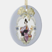 Lady Fan und Hund Keramikornament (Rechts)