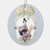 Lady Fan und Hund Keramikornament (Links)