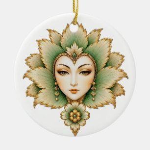 Lady Flower Smaragd & Gold Ohrringe Persischer L Keramik Ornament