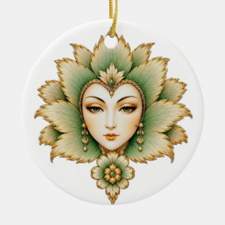 Lady Flower Smaragd & Gold Ohrringe | Persischer L Keramik Ornament