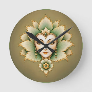Lady Flower Smaragd & Gold Ohrringe   Persischer L Runde Wanduhr