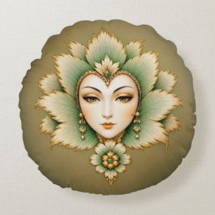 Lady Flower Smaragd & Gold Ohrringe   Persischer L Rundes Kissen