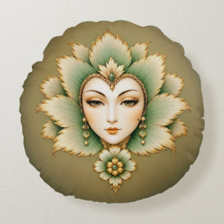 Lady Flower Smaragd & Gold Ohrringe | Persischer L Rundes Kissen