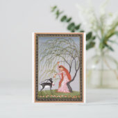 LADY FÜTTERND ANTELOPE ALENT INDIEN ART POSTKARTE (Stehend Vorderseite)