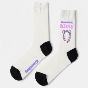 Lady Gamer - Gaming Kitty auf weiß Socken