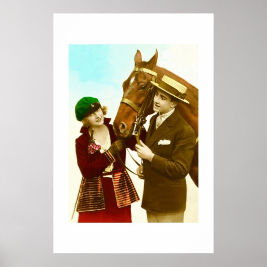 Lady, gent und Pferd Vintag Poster (Vorne)