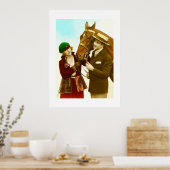 Lady, gent und Pferd Vintag Poster (Küche)