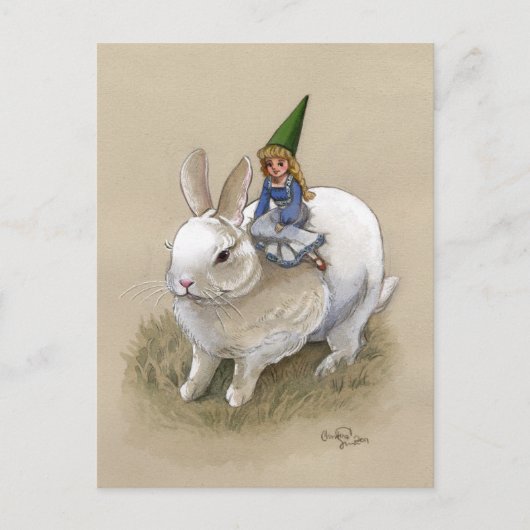 Lady Gnome und Rabbit Postkarte (Vorderseite)