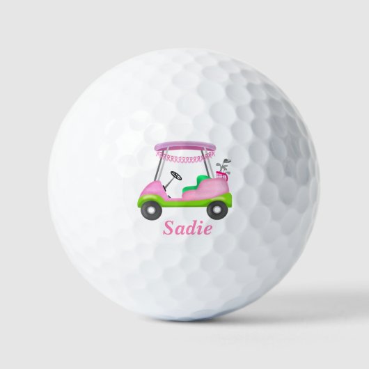 Lady Golf Cart Brustkrebs Personalisiert Golfball (Vorderseite)